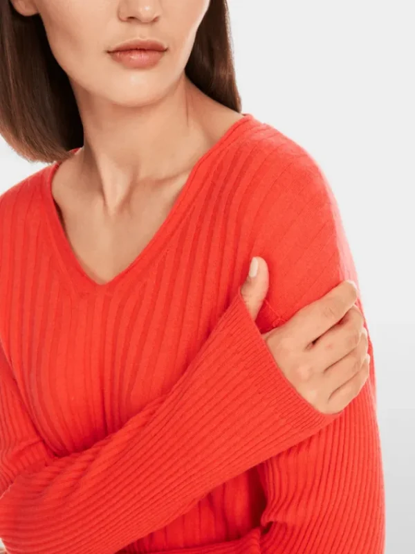 Marc Cain Sports Knitwear | Gifts Under £250^Women's "Rethink Together" V Neck Jumper In Campari O