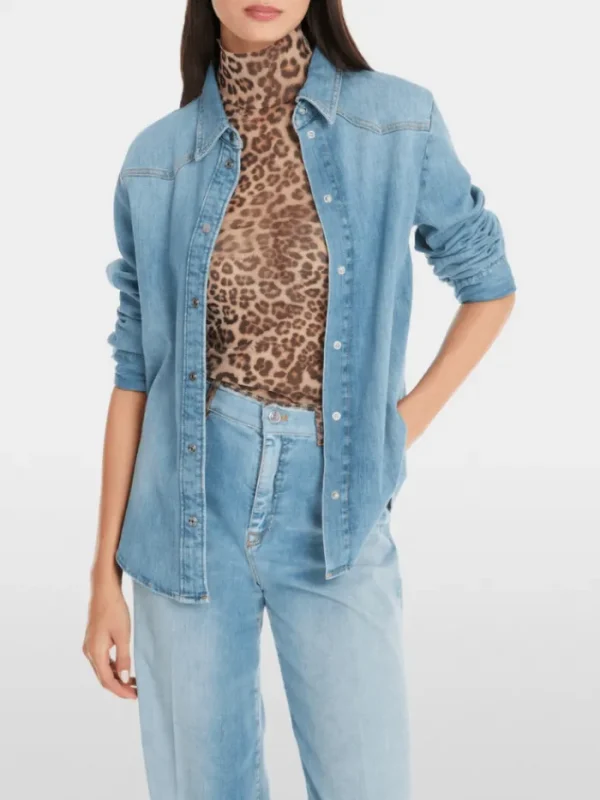 Marc Cain Sports Denim | Tops^Women's Rethink Together Blouse In Blue Wash Denim YS