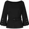 Marc Cain Collections Tops | Gifts Under £100^Marc Cain SS Collections Blouse with Glittering Buttons Black PC 51.25