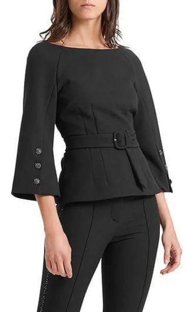 Marc Cain Collections Tops | Gifts Under £100^Marc Cain SS Collections Blouse with Glittering Buttons Black PC 51.25