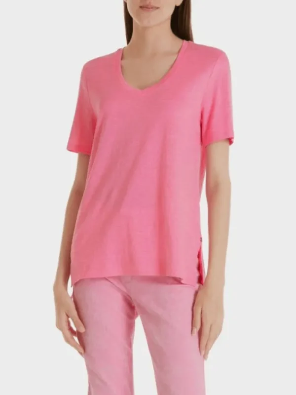 Marc Cain Collections Sweatshirts And T-Shirts | Tops^Marc Cain T Collections Pink Linen Blend T-Shirt SC 48.42 J54 COL 252