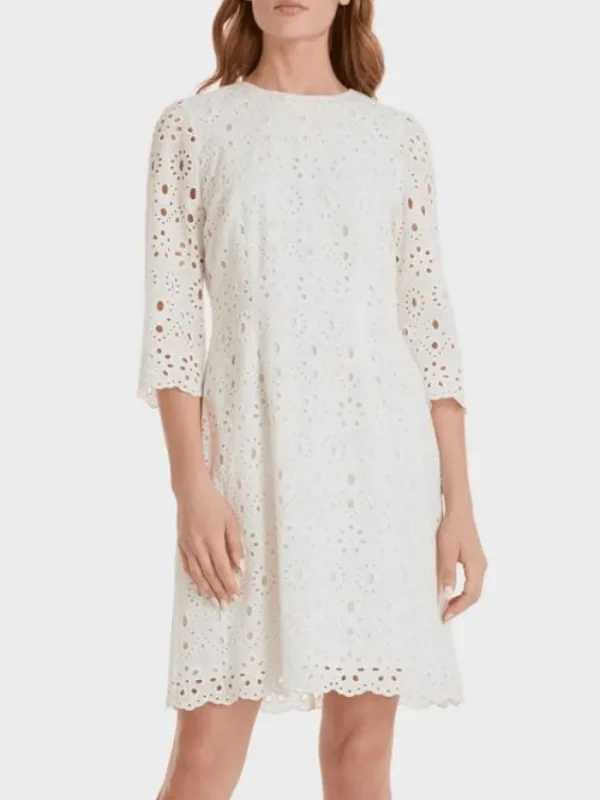 Marc Cain Collections Gifts Under £100^Marc Cain T Collections White Floral Broderie Anglaise Dress SC 21.51