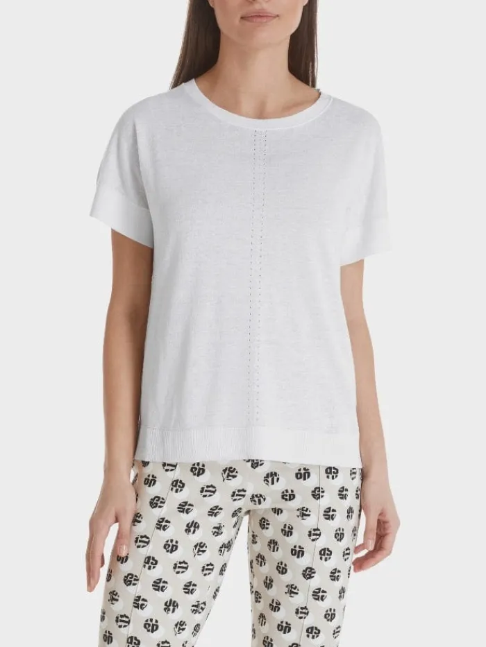 marc_cain_t_sports_white__0.webp Marc Cain Sports Tops | Gifts Under £50^Marc Cain T Sports White Linen Blend Top SS 41.29 M77 COL 100