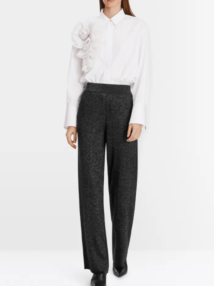 marc_cain_washington_blac_1.webp Marc Cain Pants Party Wear | Trousers^Marc Cain WASHINGTON Black Glitter Look Trousers XP 81.54 M50 Col 900