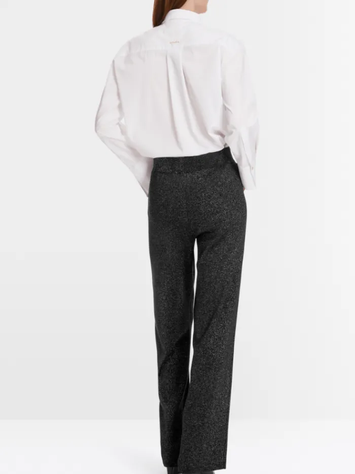 marc_cain_washington_blac_3.webp Marc Cain Pants Party Wear | Trousers^Marc Cain WASHINGTON Black Glitter Look Trousers XP 81.54 M50 Col 900