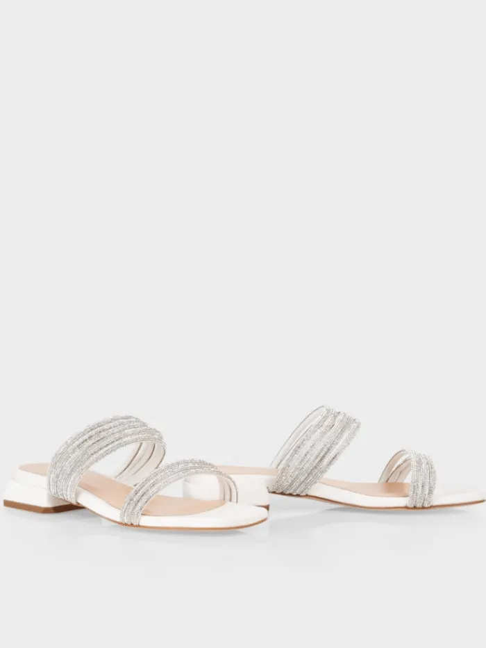 marc_cain_white_flat_mule_1.webp Marc Cain Party Wear | Footwear^White Flat Mules With Glitter Straps WB SG.09 Z08 COL 100