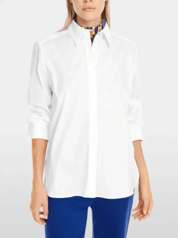 Marc Cain Additions Tops | Gifts Under £250^Marc Cain Women's Shirt Style Blouse With Glitter Detail In White YA 5