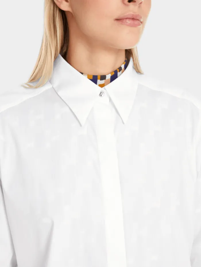 marc_cain_womens_shirt_st_5-1.webp Marc Cain Additions Tops | Gifts Under £250^Marc Cain Women's Shirt Style Blouse With Glitter Detail In White YA 5