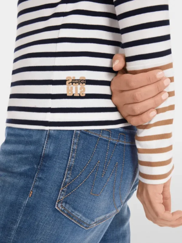 Marc Cain Sports Tops | Gifts Under £250^Marc Cain Women's Sports Long Sleeved Striped Top YS 48.07 J90 COL 394