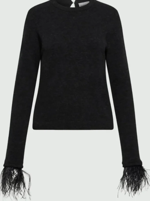 Marella Party Wear | Knitwear^ADDIO Black Jumper With Marabou Feather Trim 2423366242 Col 00