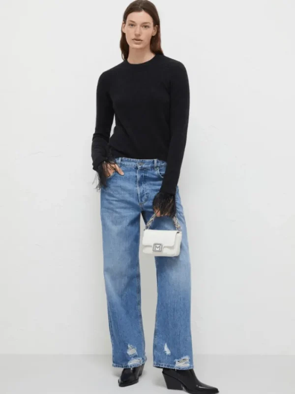 Marella Party Wear | Knitwear^ADDIO Black Jumper With Marabou Feather Trim 2423366242 Col 00