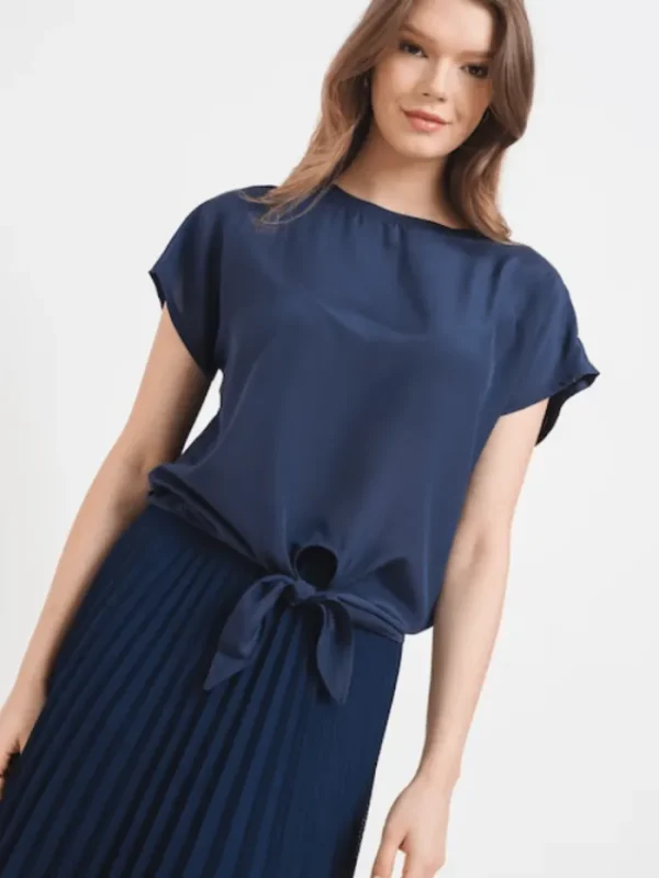 Marella Tops | T-Shirts^AGOSTIN Knot Detail T Shirt In Navy Blue 24139411052 Col 001