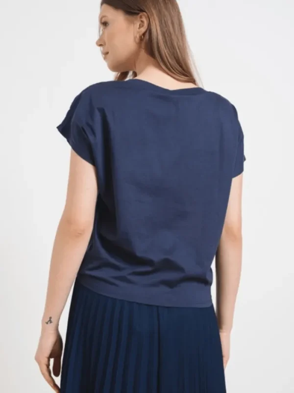 Marella Tops | T-Shirts^AGOSTIN Knot Detail T Shirt In Navy Blue 24139411052 Col 001