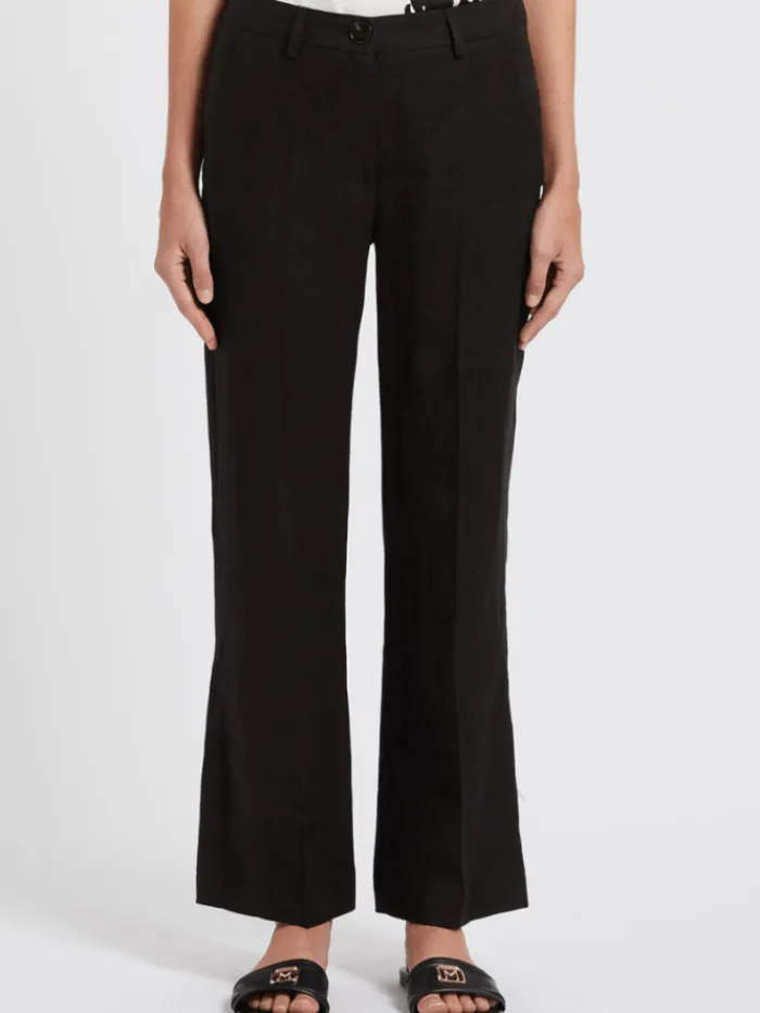 marella_muschio_black_lin_0.webp Marella Trousers | Gifts Under £100^MUSCHIO Black Linen Trousers 24131312722 Col 003