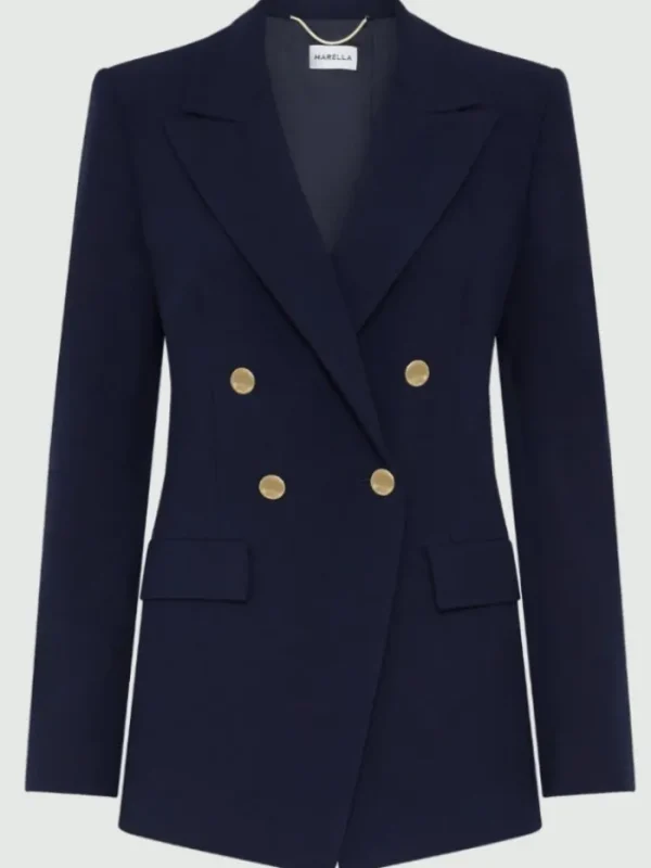 Marella Coats And Jackets | Gifts Under £250^NOTION Double Breasted Blazer In Navy 24130411112 Col 003