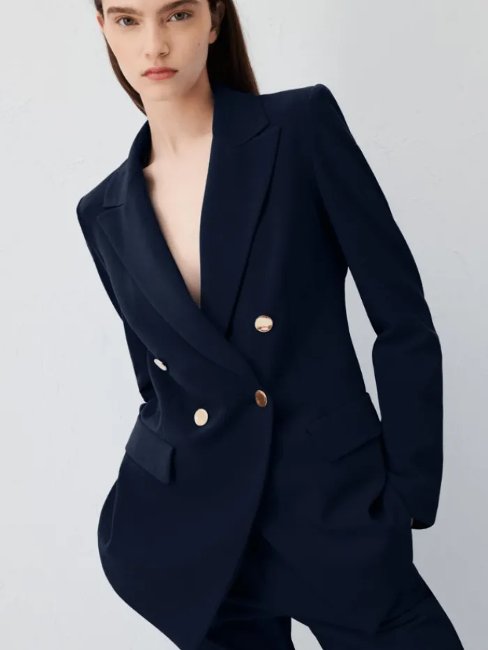 marella_notion_double_bre_3-1.webp Marella Coats And Jackets | Gifts Under £250^NOTION Double Breasted Blazer In Navy 24130411112 Col 003