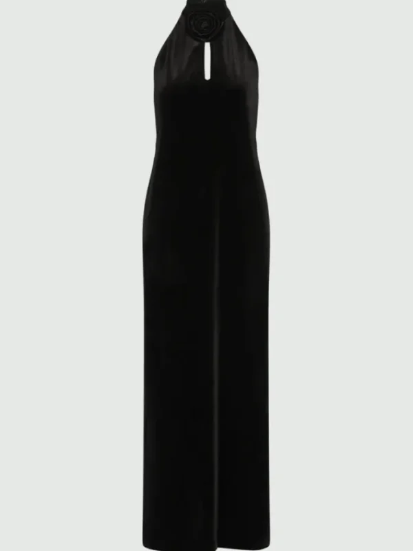 Marella Dresses | Party Wear^PACOS Women's Black Long Velvet Dress 2423626072 Col 001