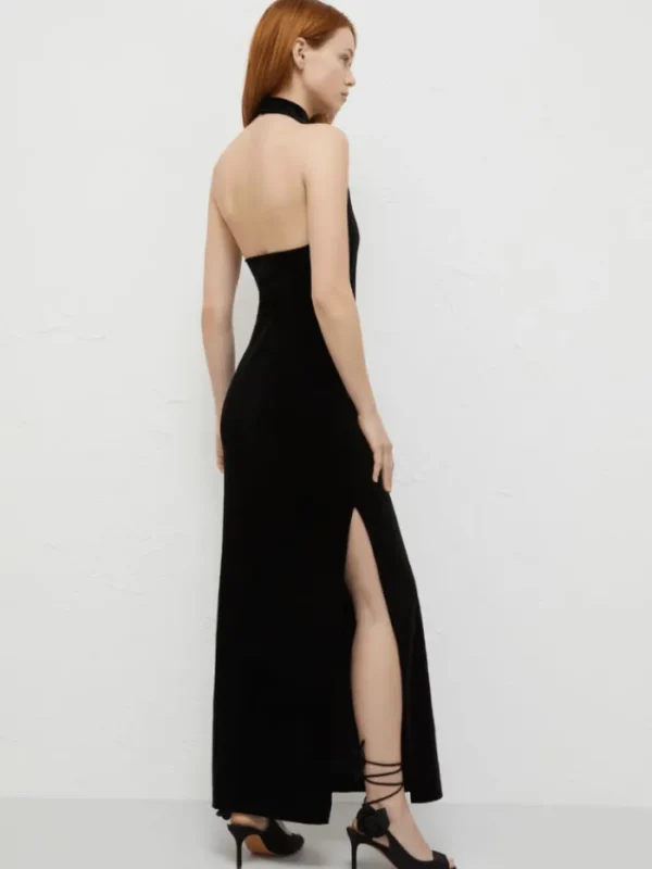 Marella Dresses | Party Wear^PACOS Women's Black Long Velvet Dress 2423626072 Col 001