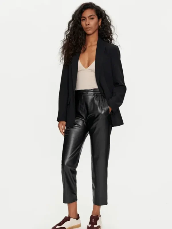 Marella Trousers | Gifts Under £100^SELVA Black Faux Leather Trousers 2423786014 Col 004