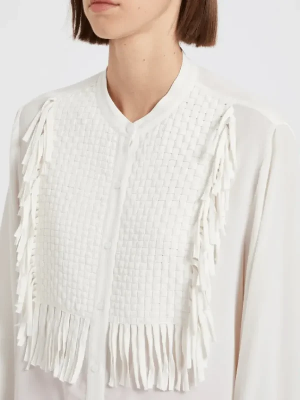 Marella Tops | Gifts Under £100^SIGMA Woven Tassel Long Sleeve Silk Shirt 24131110322 Col 001