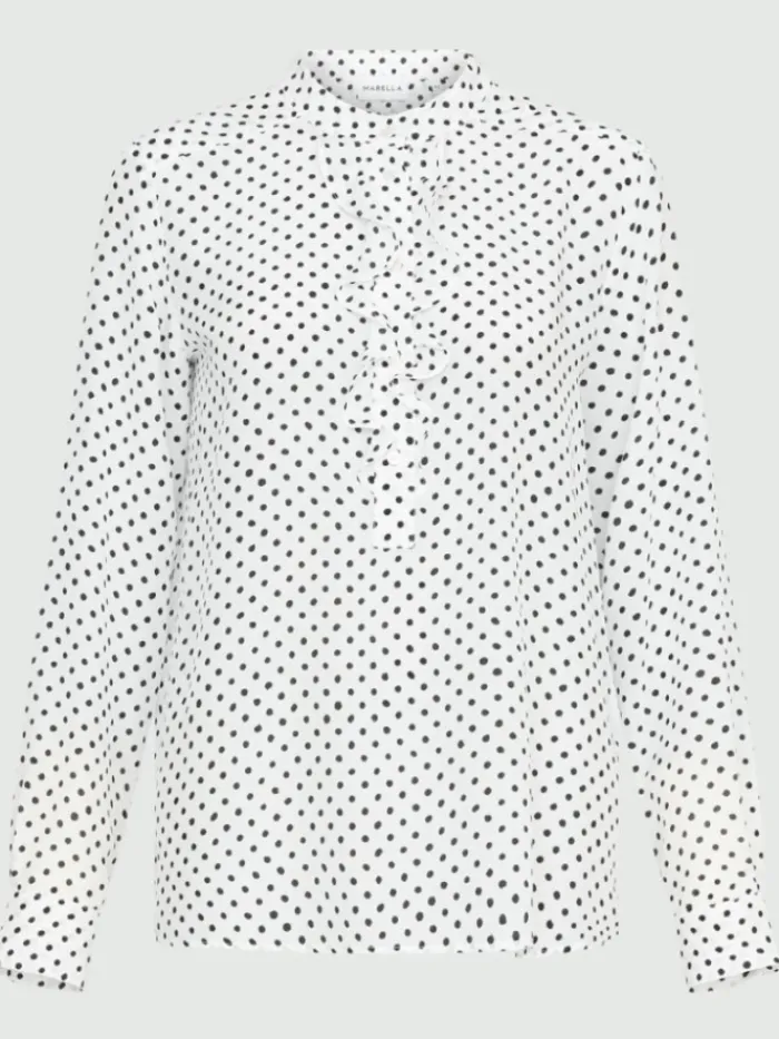 marella_taglia_ruched_pol_0.webp Marella Tops | Gifts Under £250^TAGLIA Ruched Polka Dot Patterned Blouse 24131111512 Col 001