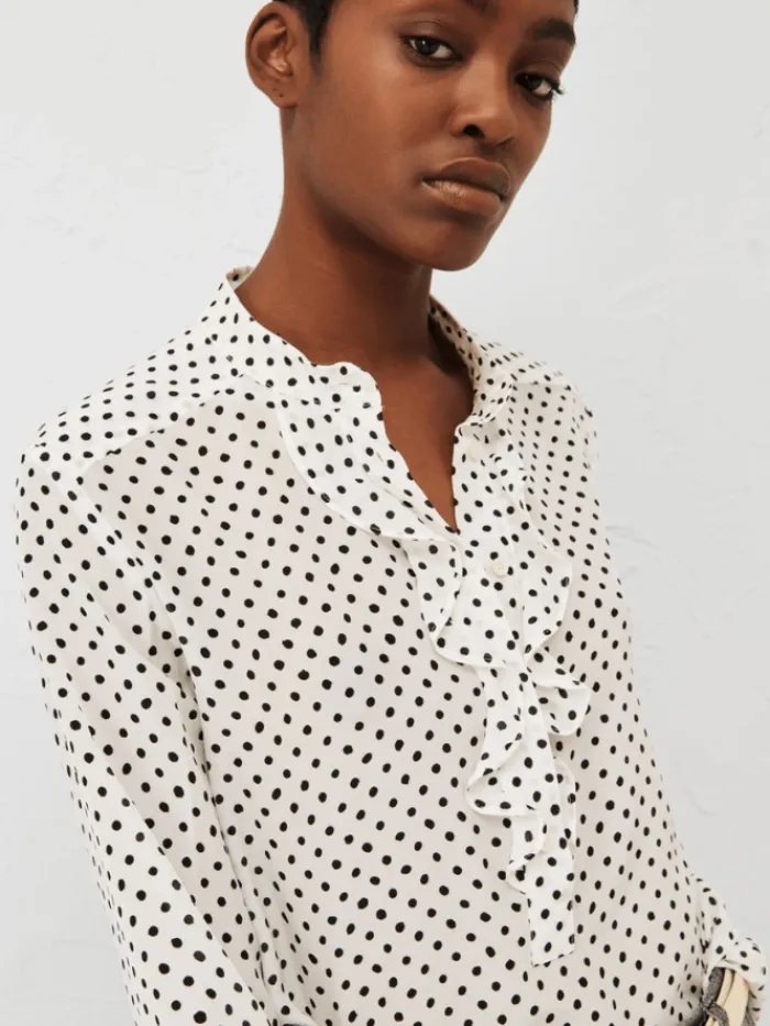 marella_taglia_ruched_pol_2.webp Marella Tops | Gifts Under £250^TAGLIA Ruched Polka Dot Patterned Blouse 24131111512 Col 001