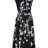 Marella Dresses | Gifts Under £250^TAXI Black Floral Midi Wrap Dress 24132213322 Col 002