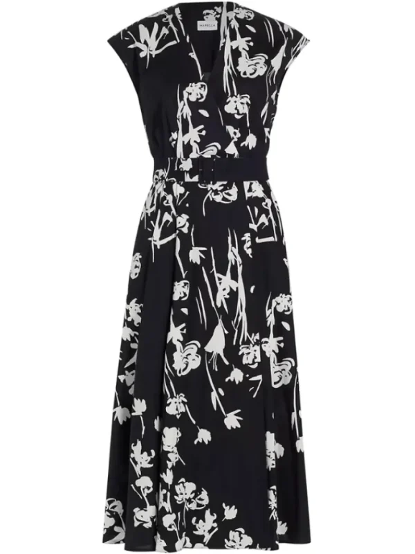 Marella Dresses | Gifts Under £250^TAXI Black Floral Midi Wrap Dress 24132213322 Col 002