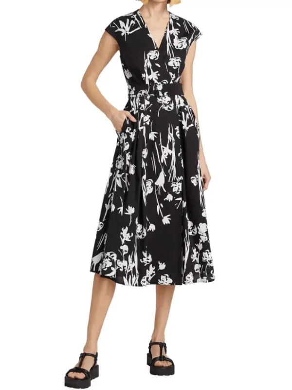 Marella Dresses | Gifts Under £250^TAXI Black Floral Midi Wrap Dress 24132213322 Col 002