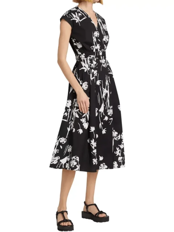 Marella Dresses | Gifts Under £250^TAXI Black Floral Midi Wrap Dress 24132213322 Col 002