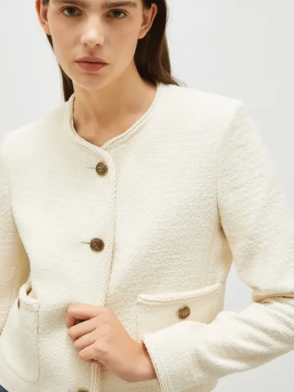 Marella Coats And Jackets | Luxury Gifts^Women's AFONA Stretch Basket Weave Jacket In White 25130410542