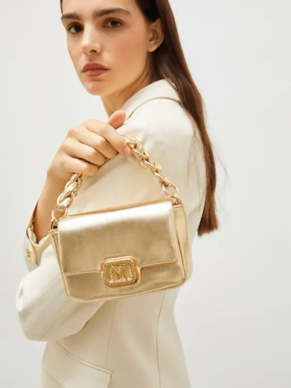 Marella Party Wear | Cross Body Bags^Women's Laminated Faux Leather Bag In Gold 25135110862 Col 001