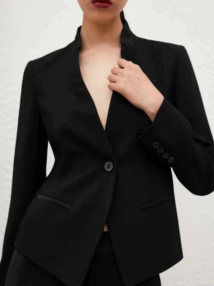 marella_womens_miranda_st_1-1.webp Marella Coats And Jackets | Gifts Under £250^Women's MIRANDA Stand-Up Collar Blazer In Black 25130410332 Co
