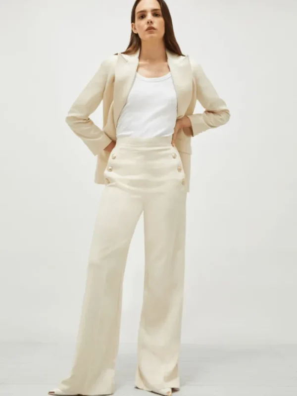 Marella Trousers | Gifts Under £250^Women's MISSION Basketweave Fabric Trousers In White 251313105