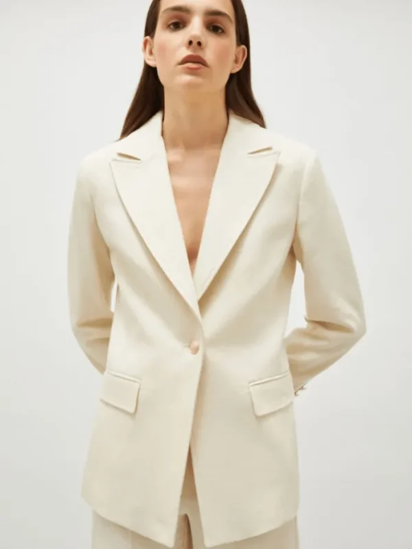 Marella Coats And Jackets | Luxury Gifts^Women's SACCA Basketweave Fabric Blazer In White 25130410912 C