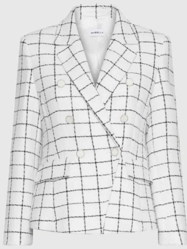 Marella Coats And Jackets | Luxury Gifts^Women's STORNO 3D Fabric Checked Jacket In White 25130410612 C