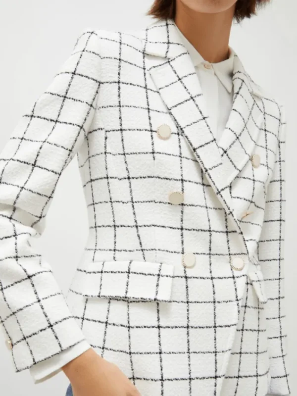 Marella Coats And Jackets | Luxury Gifts^Women's STORNO 3D Fabric Checked Jacket In White 25130410612 C