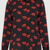 Marella Tops | Gifts Under £250^YEAH Black With Lips Print Satin Shirt 24231160632 Col 004