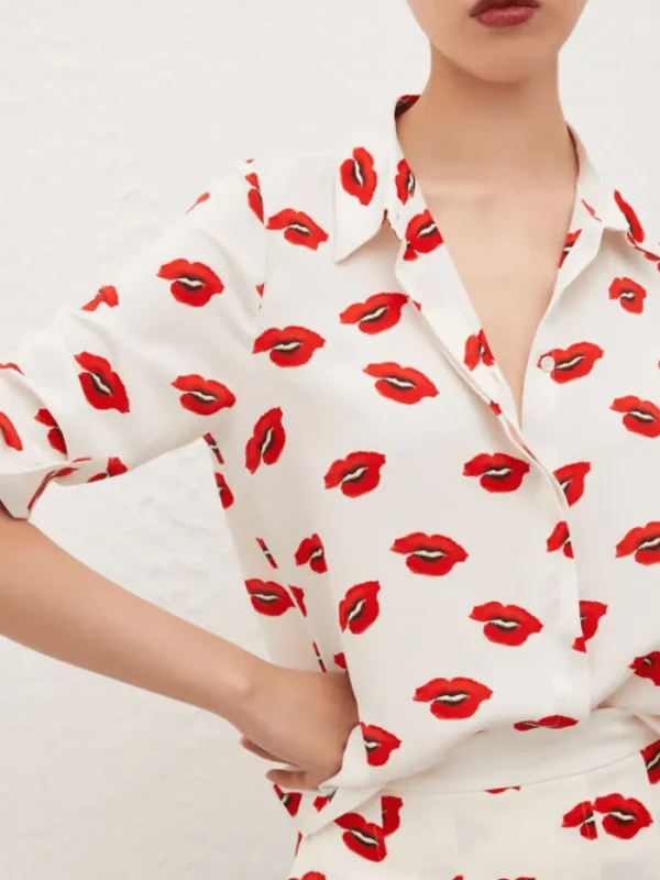 Marella Tops | Gifts Under £250^YEAH White With Print Satin Shirt 24231160632 Col 002