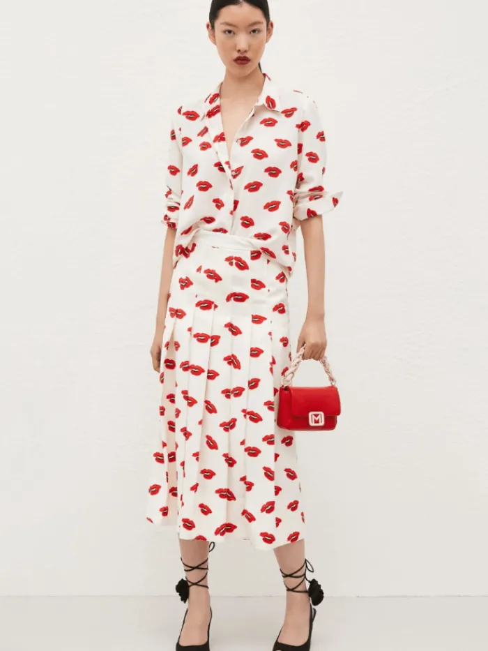 marella_yeah_white_with_p_2.webp Marella Tops | Gifts Under £250^YEAH White With Print Satin Shirt 24231160632 Col 002