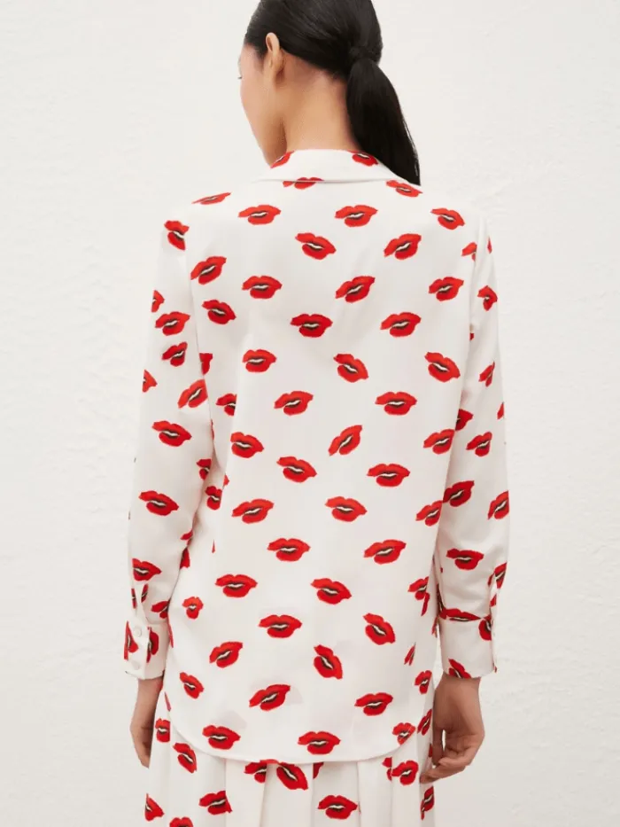 marella_yeah_white_with_p_3.webp Marella Tops | Gifts Under £250^YEAH White With Print Satin Shirt 24231160632 Col 002
