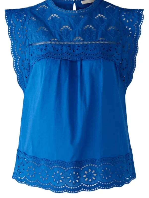 Oui Tops | Gifts Under £100^Azur Blue Broderie Anglaise Blouse 78595 5428