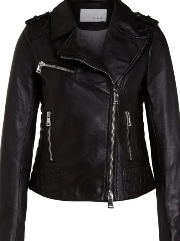 Oui Coats And Jackets | Gifts Under £250^Black Leather Biker Jacket 76138 9990