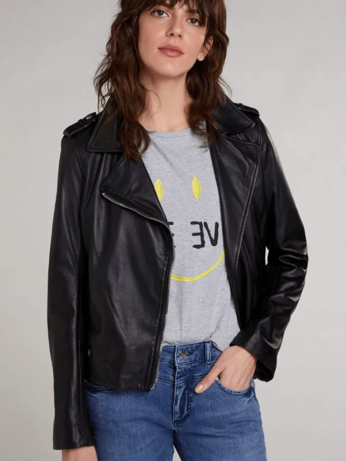 oui_black_leather_jacket__1.webp Oui Coats And Jackets^Black Leather Jacket 70452 9990 T BLACK LEATHER JACKET 70452 9