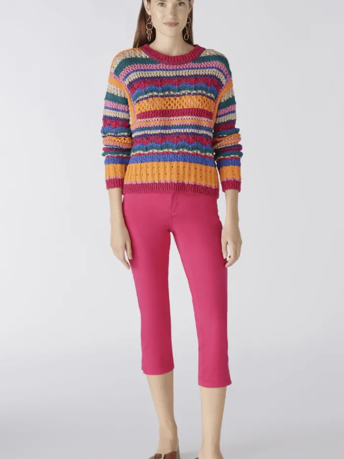 oui_cotton_capri_trousers_1.webp Oui Trousers | Gifts Under £50^Cotton Capri Trousers In Pink 78878 Col 3438