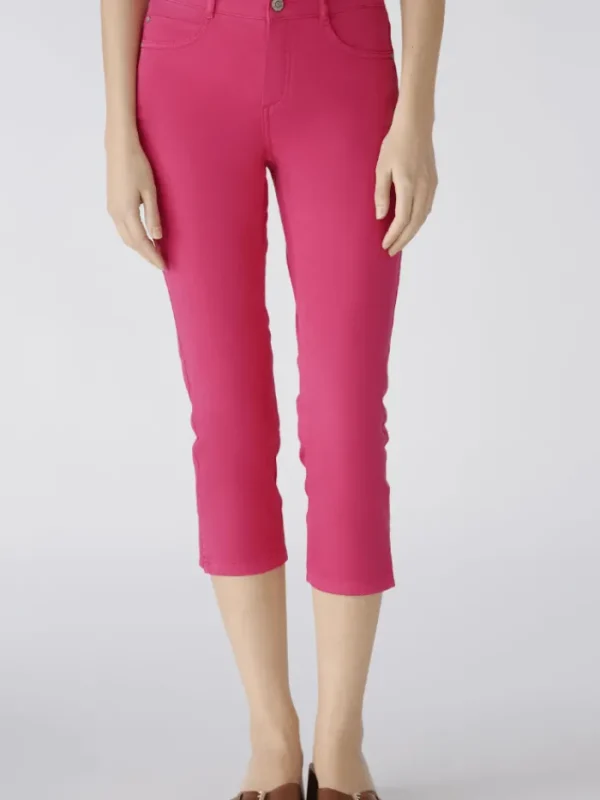 Oui Trousers | Gifts Under £50^Cotton Capri Trousers In Pink 78878 Col 3438