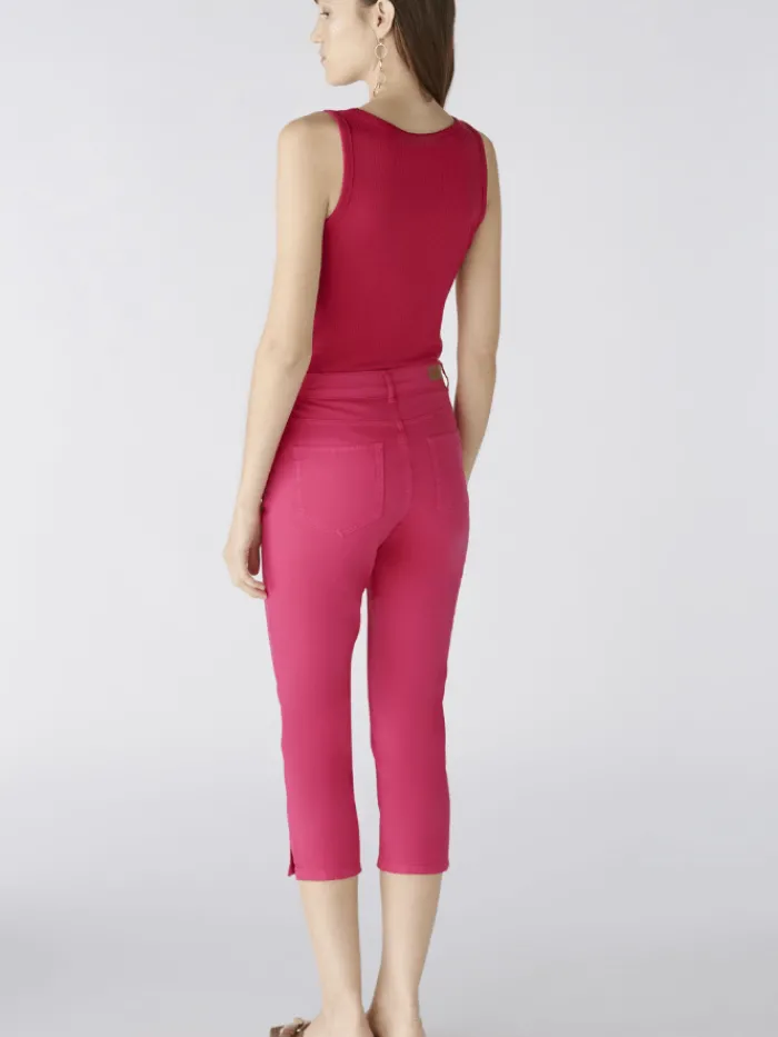 oui_cotton_capri_trousers_4.webp Oui Trousers | Gifts Under £50^Cotton Capri Trousers In Pink 78878 Col 3438