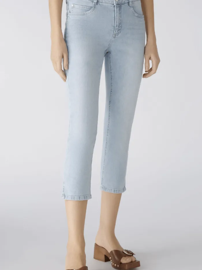 oui_cropped_mid_waist_jea_1.webp Oui Gifts Under £100^Cropped Mid Waist Jeans In Light Blue 87534 Col 5300