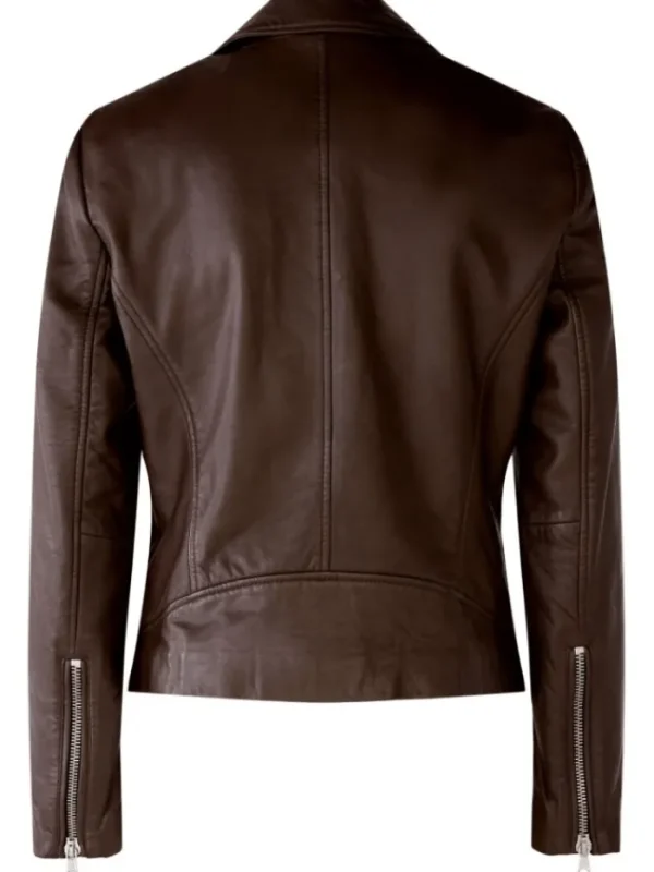 Oui Coats And Jackets | Gift Sale^Dark Brown Leather Liberty Biker Jacket 80129 Col 8762