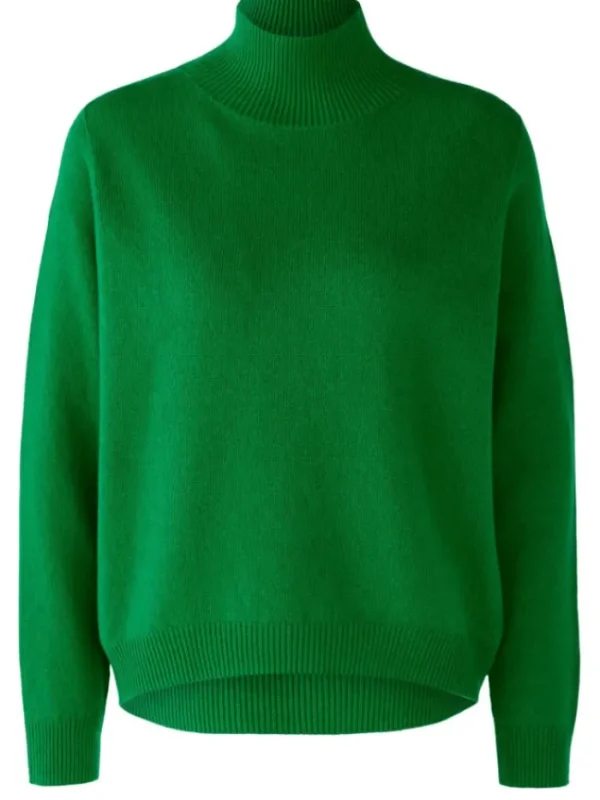 Oui Knitwear | Gifts Under £250^Green Wool Blend Jumper With High Neck 79985 Col 6466